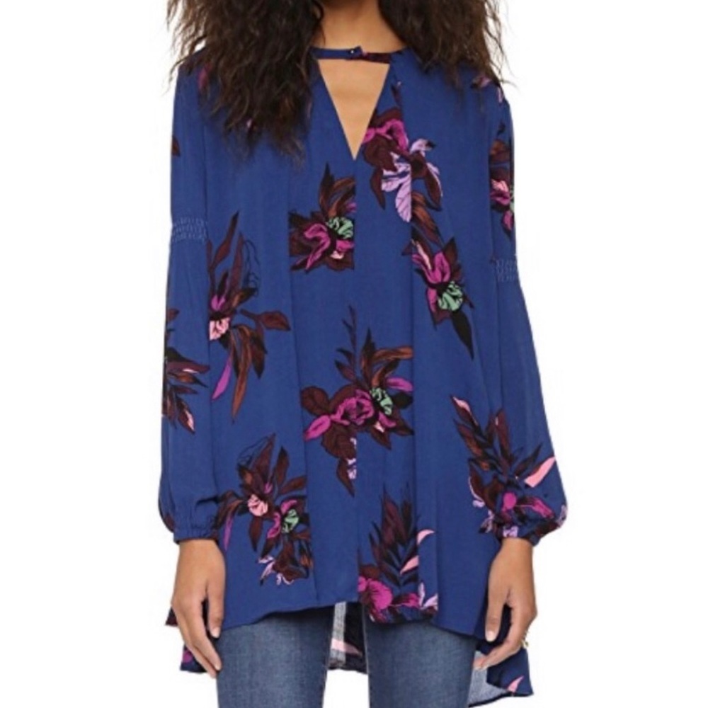 Free People Blue Tree Swing Tunic Dress Sz XS